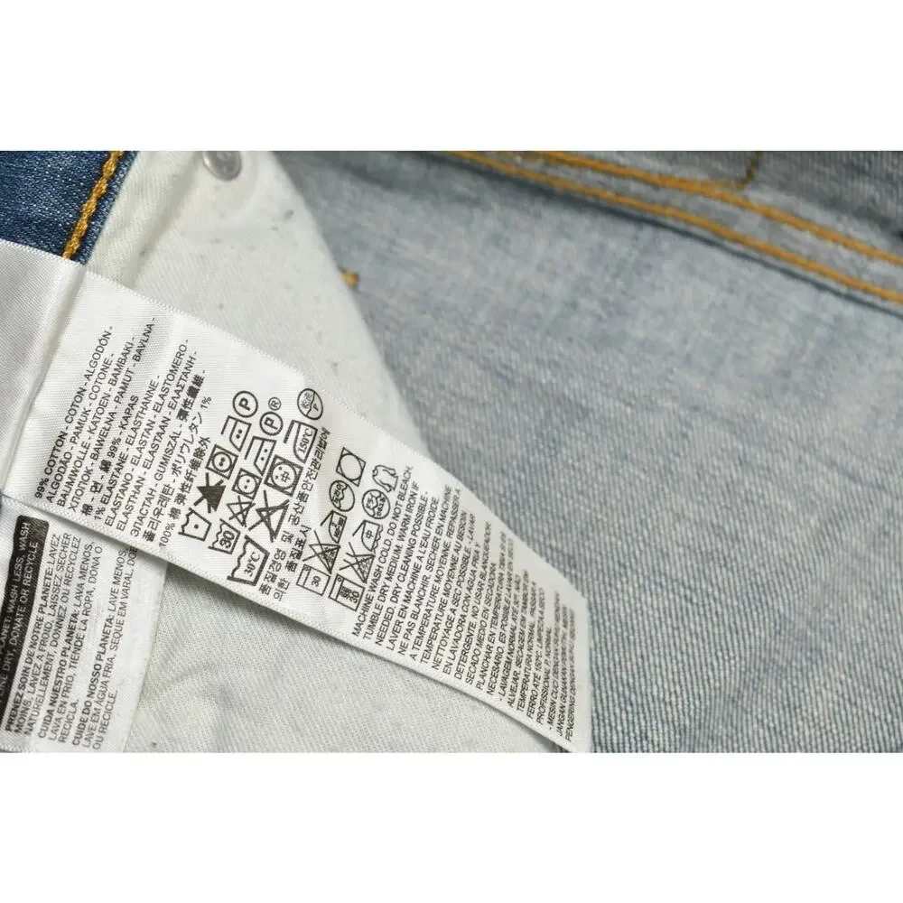 Levi's 514 Men's Straight Fit Jeans Blue Denim Size 42x32 99% Cotton Blend Light